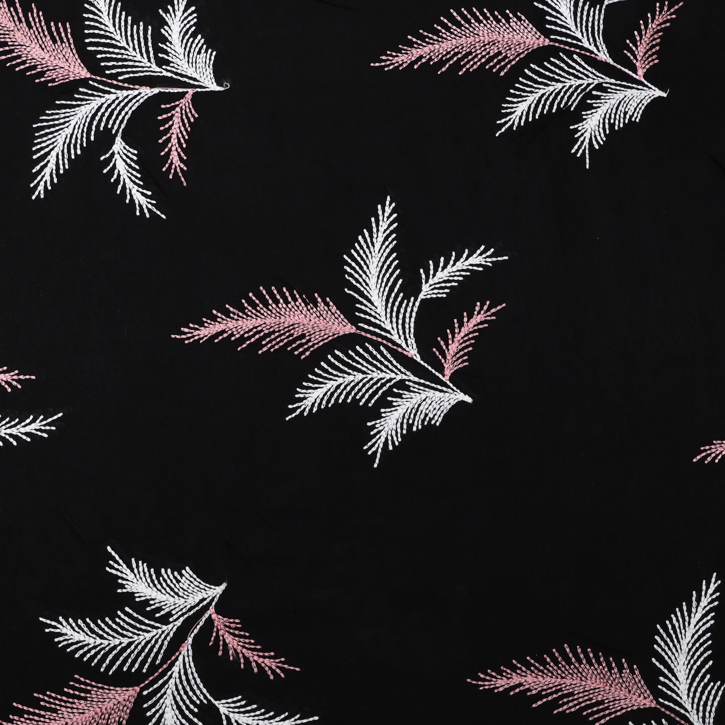 Black Color Cotton Embroidery Fabric