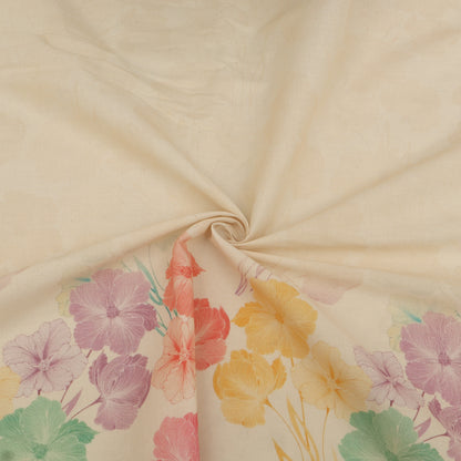 Floral patterned fabric with a beige background