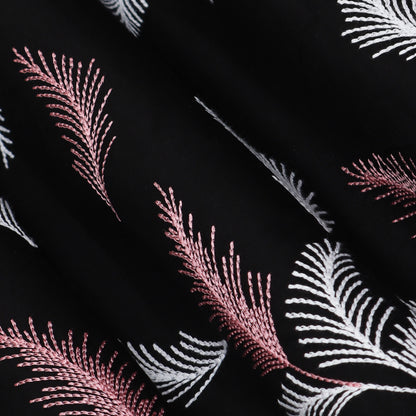 Black Color Cotton Plazo Embroidery Fabric