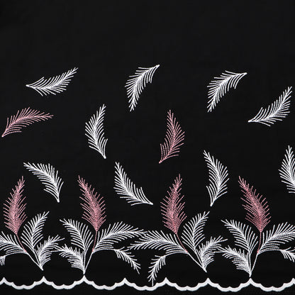 Black Color Cotton Plazo Embroidery Fabric