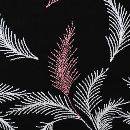 Black Color Cotton Plazo Embroidery Fabric