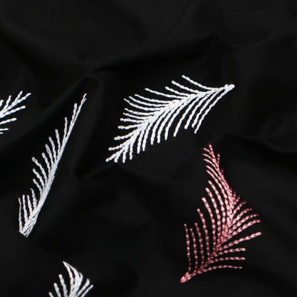 Black Color Cotton Plazo Embroidery Fabric