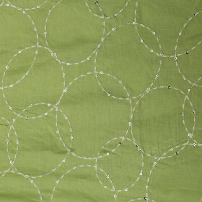 Pista Green Color Cotton Embroidery Fabric