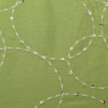 Pista Green Color Cotton Embroidery Fabric