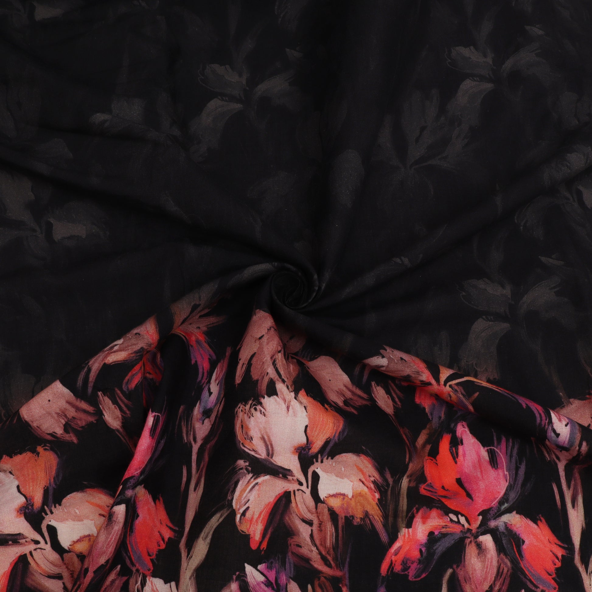Floral patterned fabric with dark background
