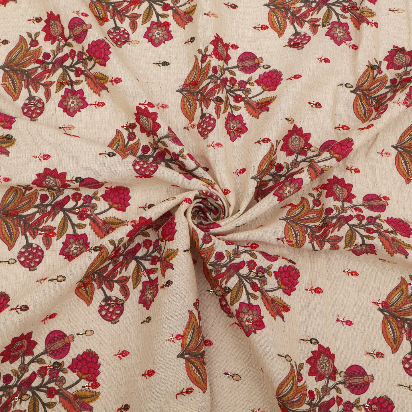 Cotton Print Embroidery Fabric