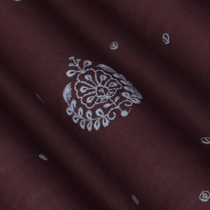 Wine Color Linen Embroidery Fabric