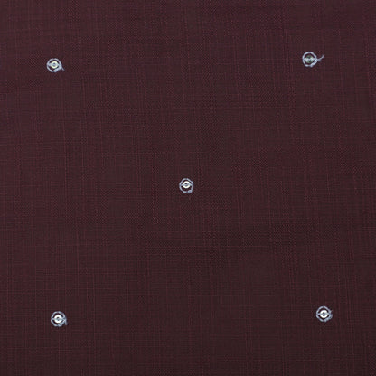 Wine Color Linen Embroidery Fabric