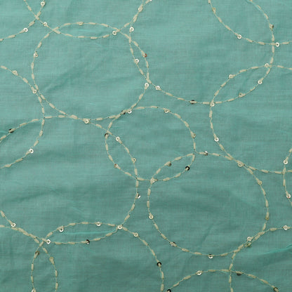 Greyish Teal Color Cotton Embroidery Fabric