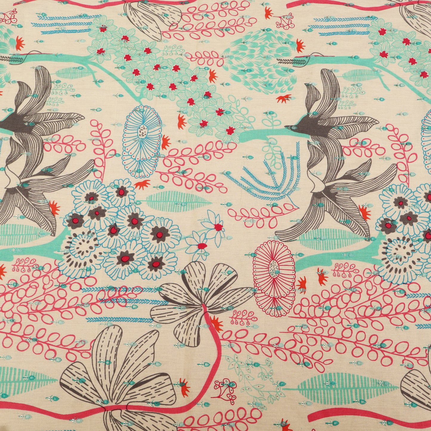 Cotton Print Embroidery Fabric