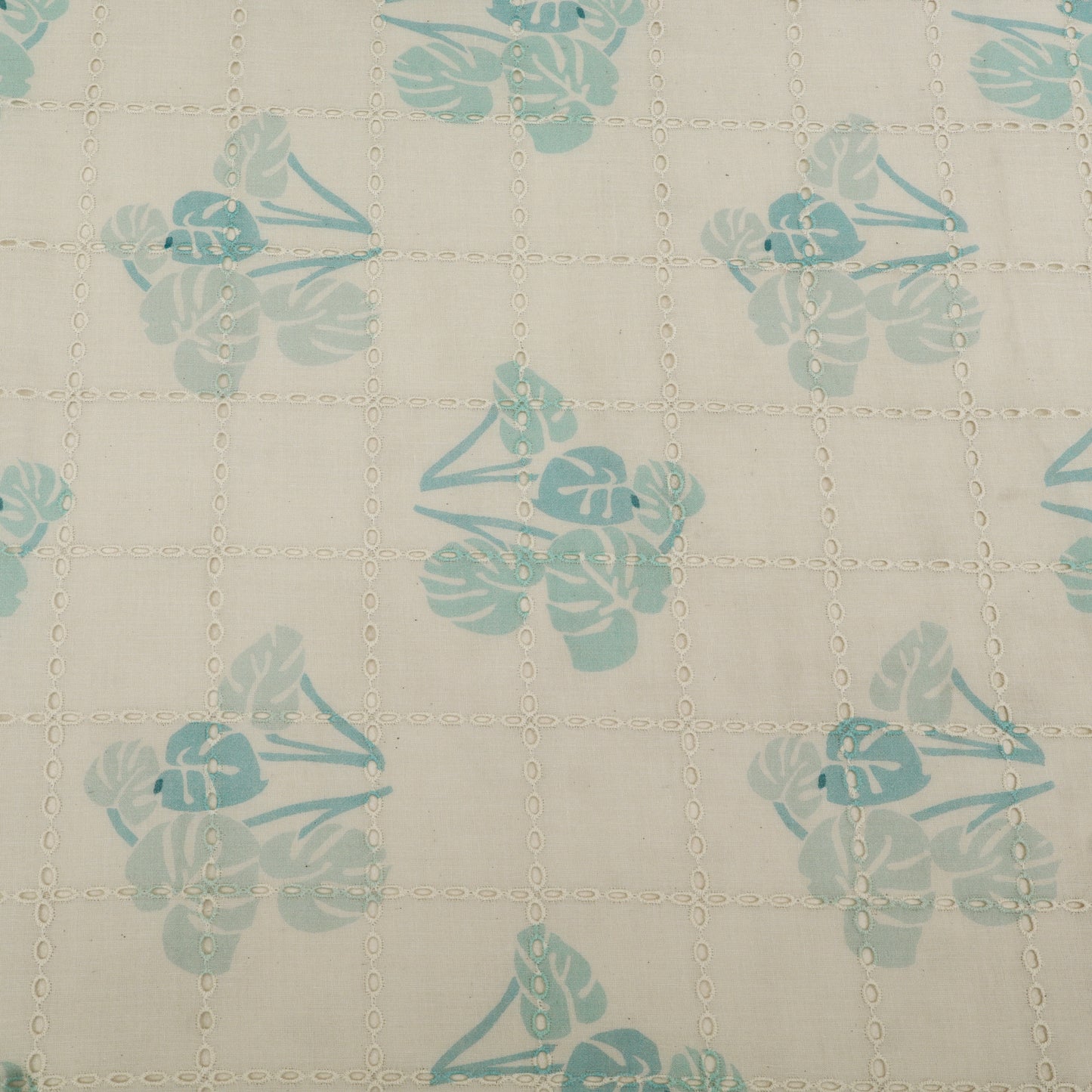 Cotton Chikan Print Embroidery Fabric