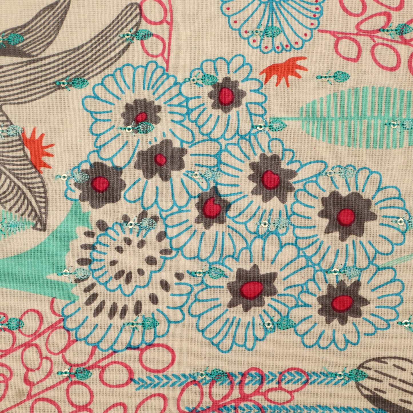 Cotton Print Embroidery Fabric