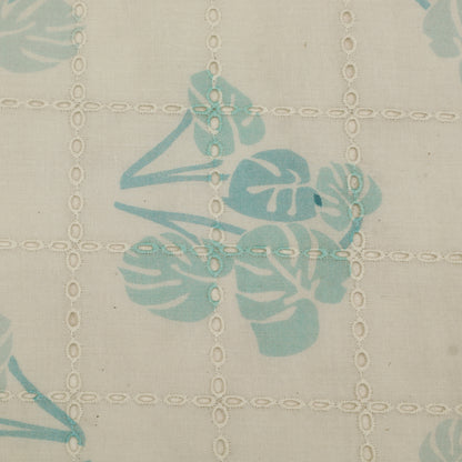 Cotton Chikan Print Embroidery Fabric