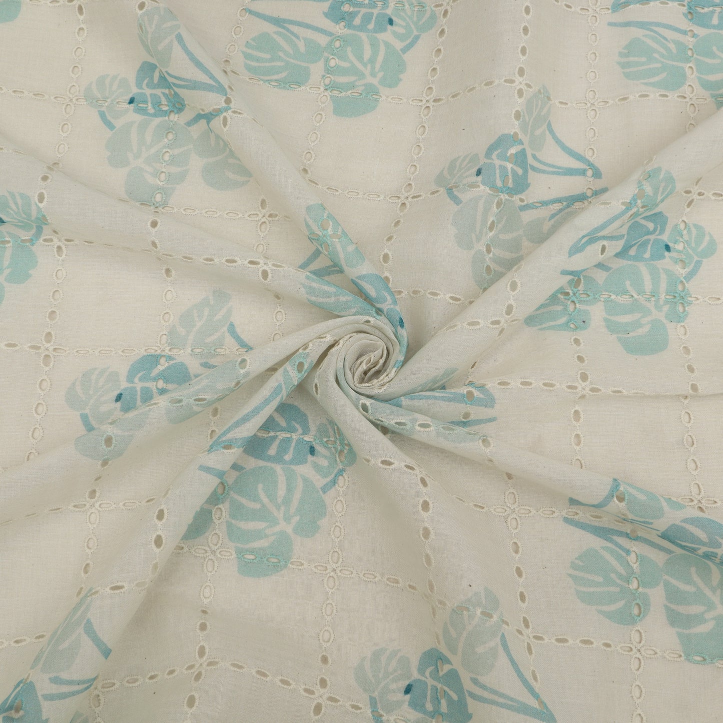 Cotton Chikan Print Embroidery Fabric