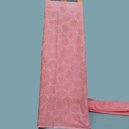 Pink Color Cotton  Embroidery Fabric