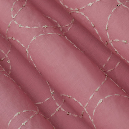 Pink Color Cotton  Embroidery Fabric