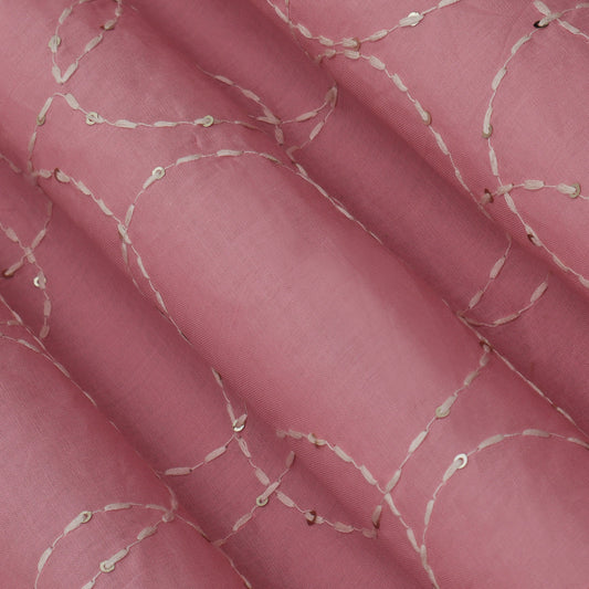 Pink Color Cotton  Embroidery Fabric