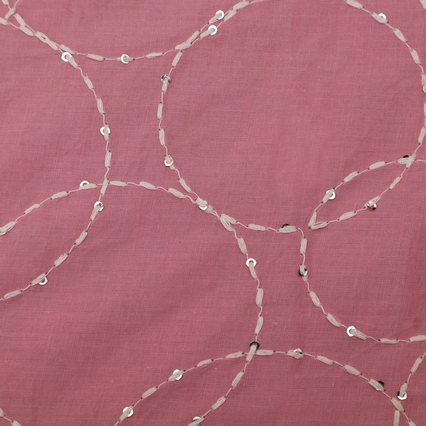 Pink Color Cotton  Embroidery Fabric