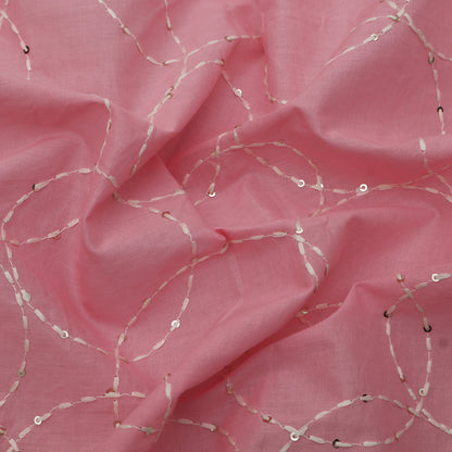 Pink Color Cotton  Embroidery Fabric