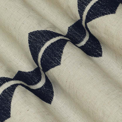 Off White Color Flex Cotton Linen Embroidery Fabric