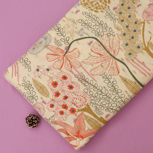 Cotton Print Embroidery Fabric