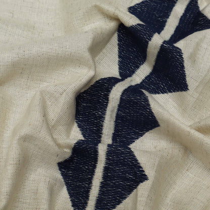 Off White Color Flex Cotton Linen Embroidery Fabric