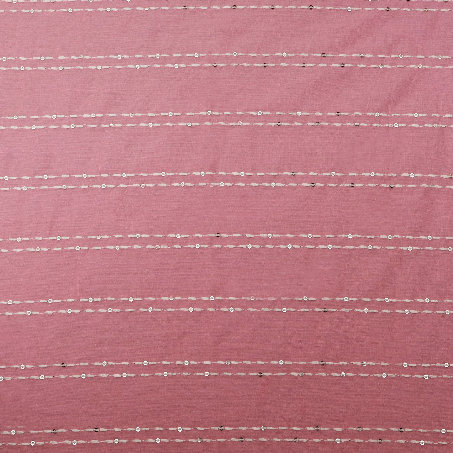 Pink Color Cotton Stripe Embroidery Fabric