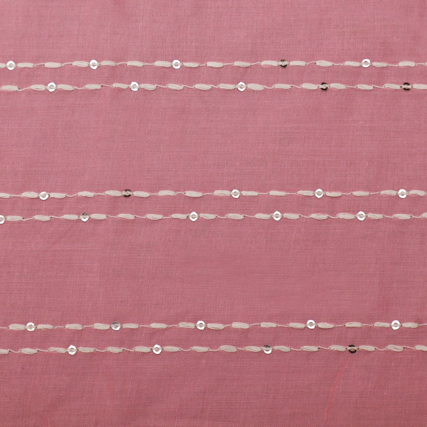 Pink Color Cotton Stripe Embroidery Fabric