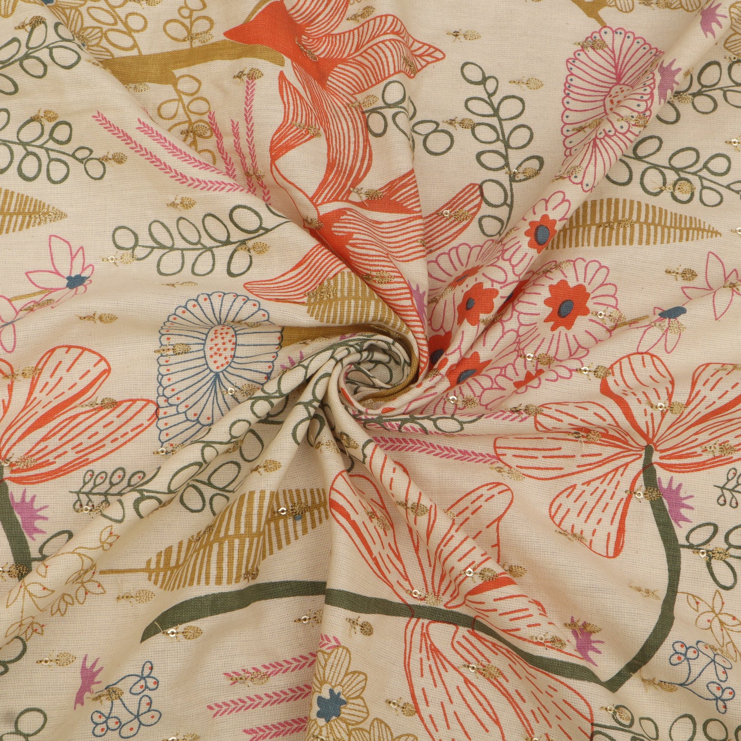 Cotton Print Embroidery Fabric