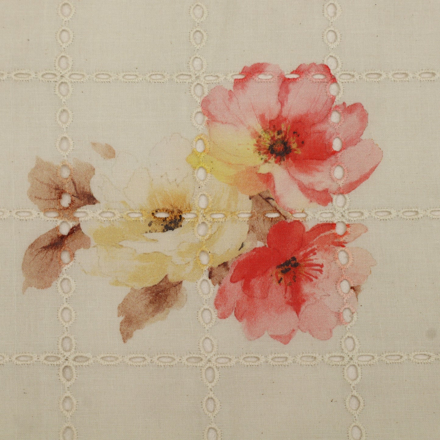 Cotton Chikan Print Embroidery Fabric