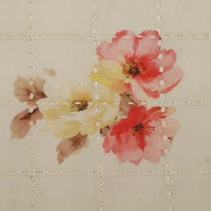 Cotton Chikan Print Embroidery Fabric