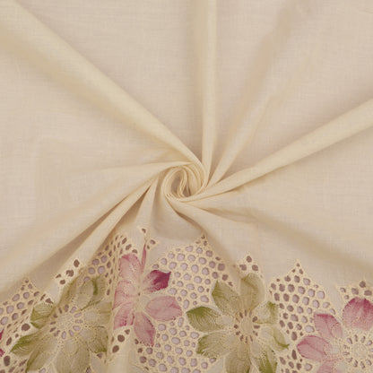 Cotton Chikan Print Embroidery Fabric