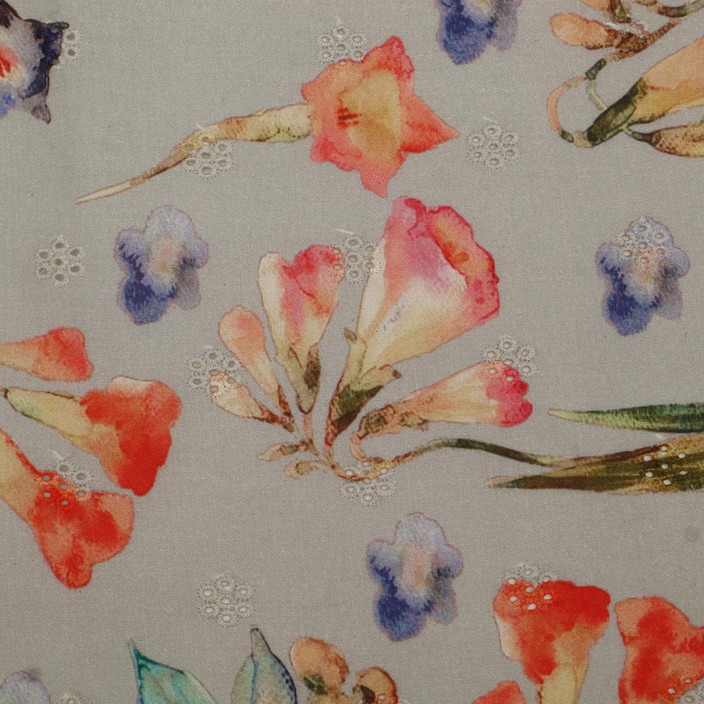 Colorful floral pattern on a gray background