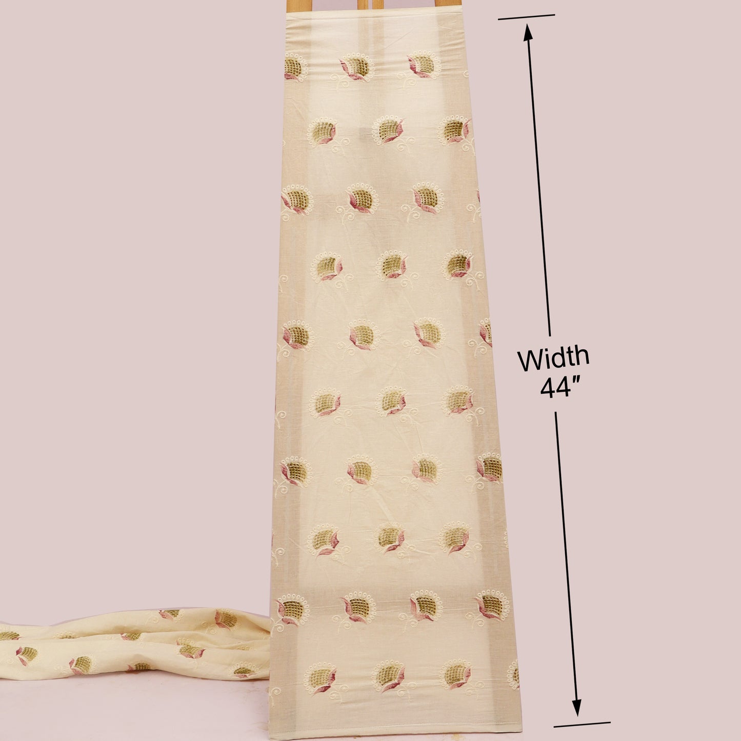 Cotton Chikan Print Embroidery Fabric
