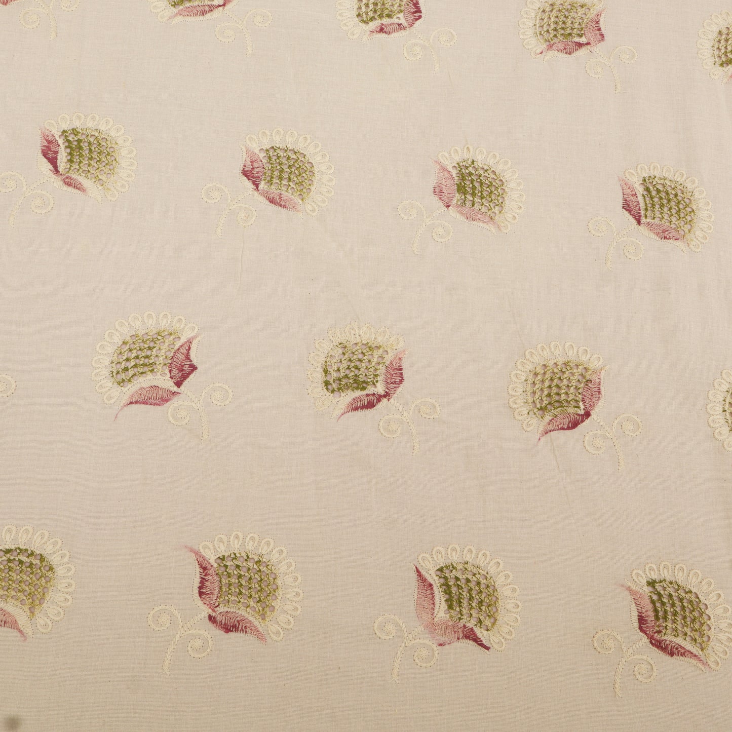 Cotton Chikan Print Embroidery Fabric