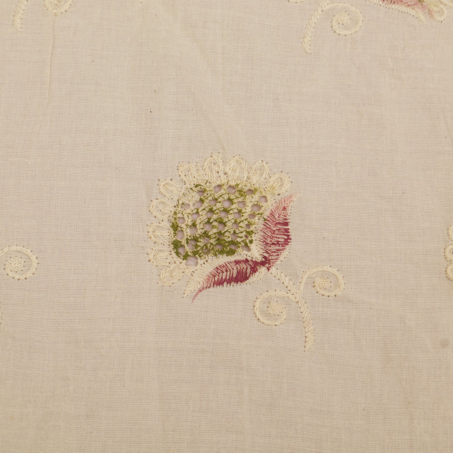 Cotton Chikan Print Embroidery Fabric