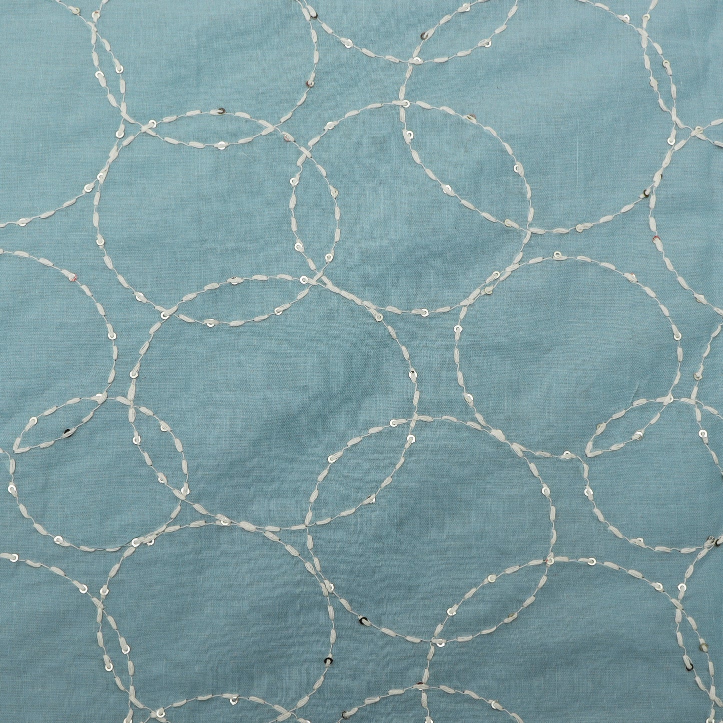 Sky Blue Color Cotton  Embroidery Fabric