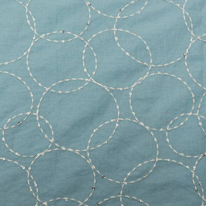 Sky Blue Color Cotton  Embroidery Fabric