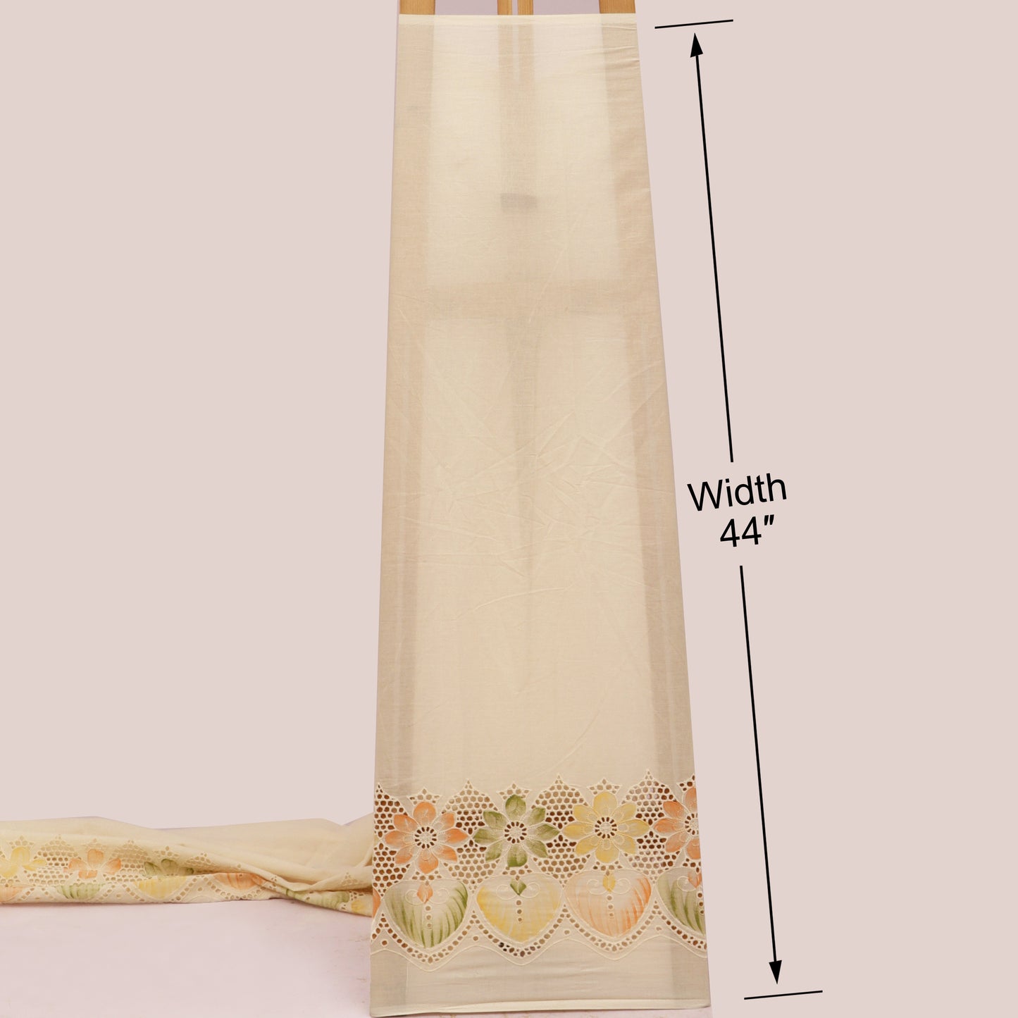 Cotton Chikan Print Embroidery Fabric