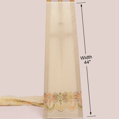 Cotton Chikan Print Embroidery Fabric