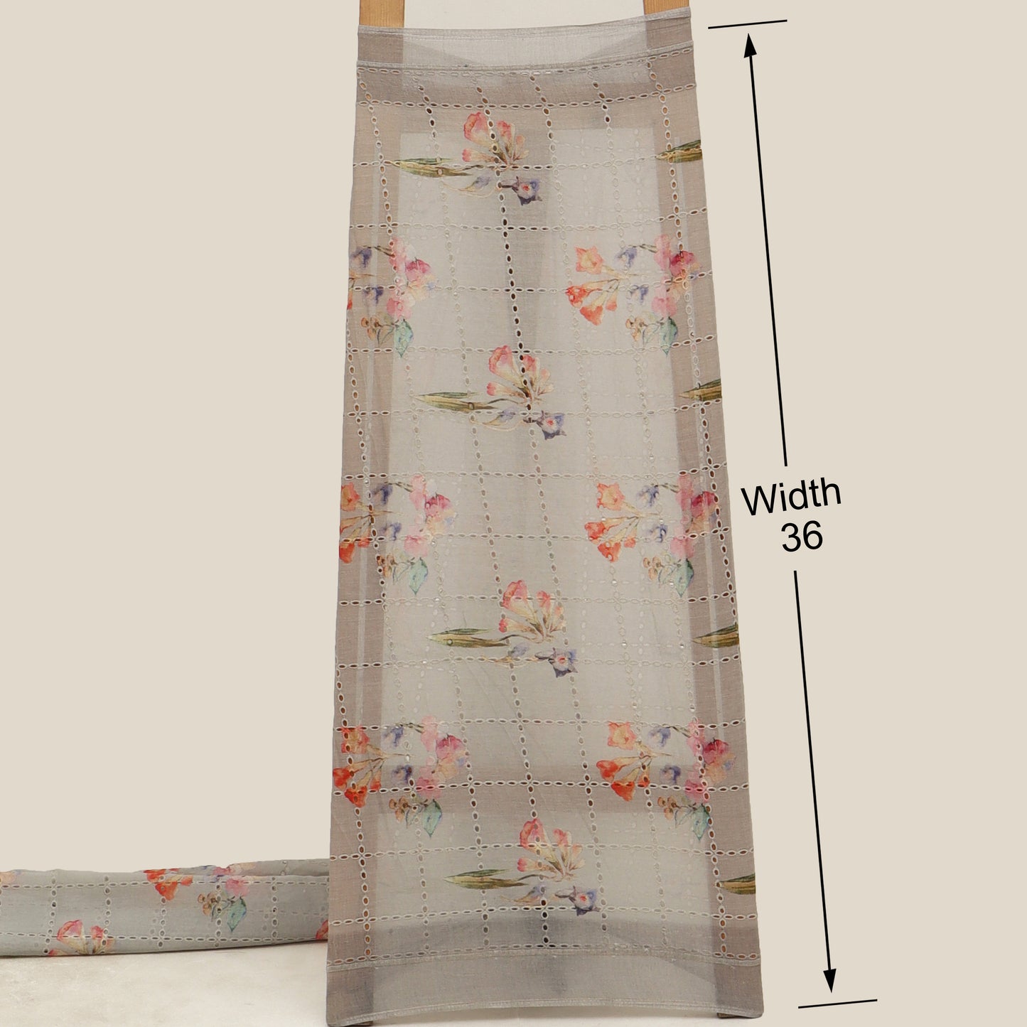 Cotton Chikan Print Embroidery Fabric