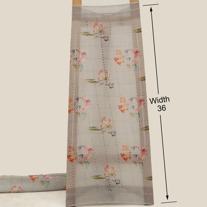 Cotton Chikan Print Embroidery Fabric