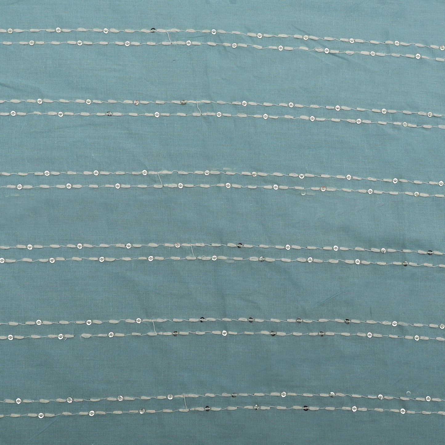 Sky Blue Color Cotton Stripe Embroidery Fabric