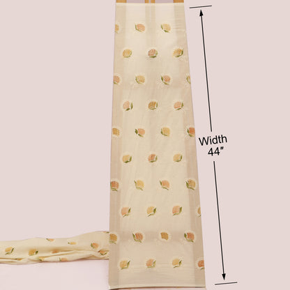 Cotton Chikan Print Embroidery Fabric