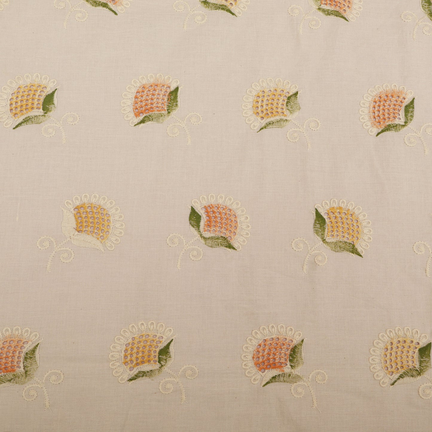 Cotton Chikan Print Embroidery Fabric