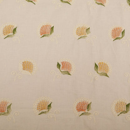 Cotton Chikan Print Embroidery Fabric