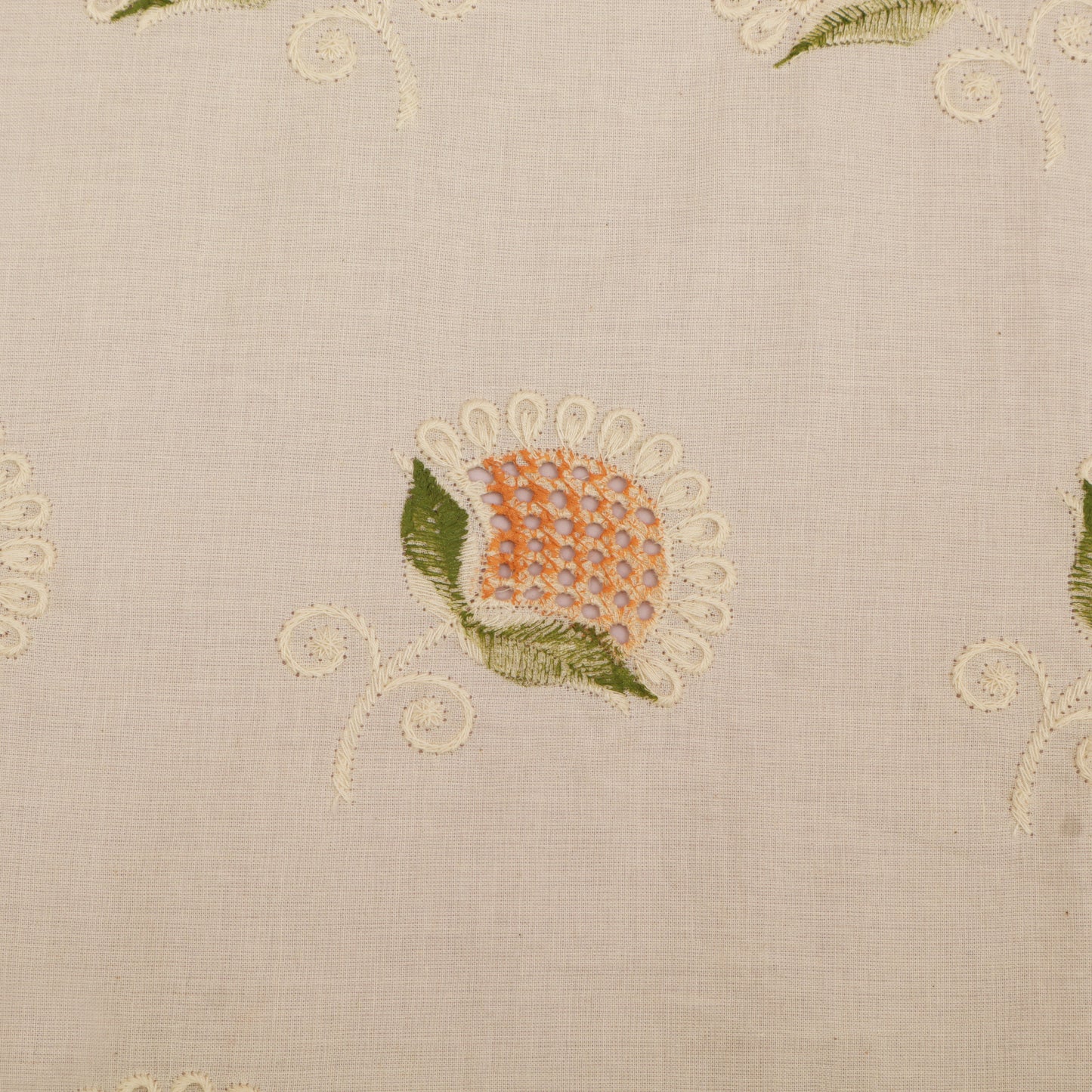 Cotton Chikan Print Embroidery Fabric