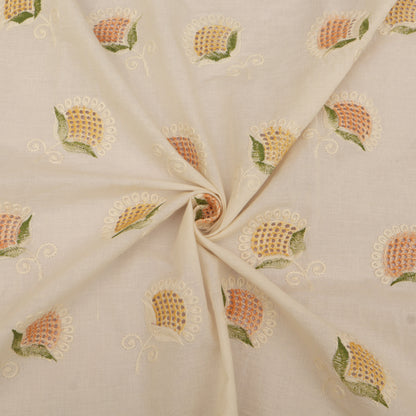 Cotton Chikan Print Embroidery Fabric