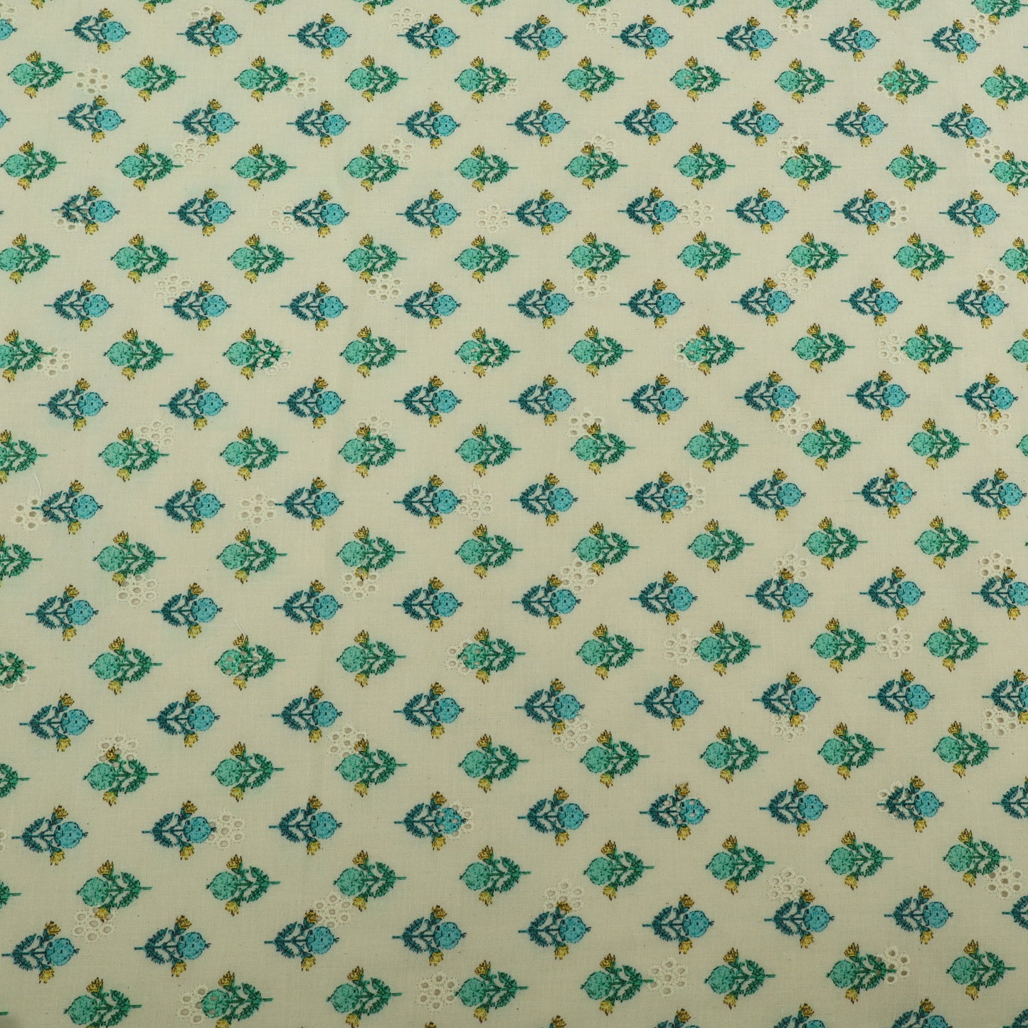 Cotton Chikan Print Embroidery Fabric