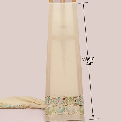Cotton Chikan Print Embroidery Fabric